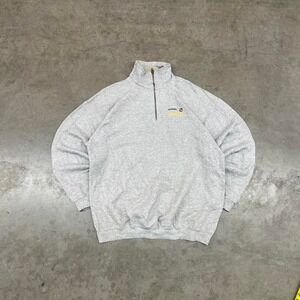 Saskatoon Blades Quarter Zip Sweatshirt Grey Vintage Tultex XL